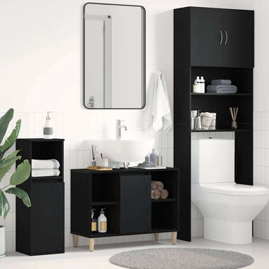 Ormarić za lavabo-umivaonik, 80x33x60 cm, crni hrast, inženjerski drvo