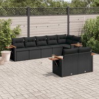 8-dijelni set vrtnih sofa od poliratana s jastucima crni