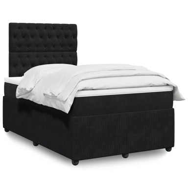 Krevet box spring s madracem crni 120 x 190 cm baršunasti