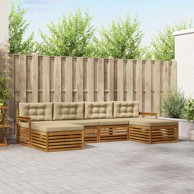 Set sofa s jastukom 6 kom čvrsto drvo akacije, prirodna i bež