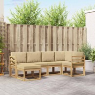 Set vanjskih sofa s jastukom, 6 kom, poliester, bijelo-bež