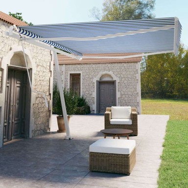 Samostojeća automatska tenda 450x350 cm, plava i bijela