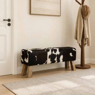 Klupa 110 x 30 x 45 cm, prava koža, crno-bijela