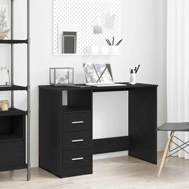 Radni stol s ladicama 102 x 50 x 76 cm od konstruiranog drva, crni hrast