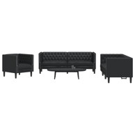 CHESTERFIELD 3-dijelna sofa crna umjetna koža