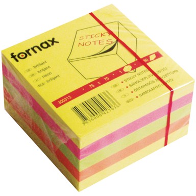 FORNAX Blok samoljepljivi kocka 75x75 mm, 450L, neon