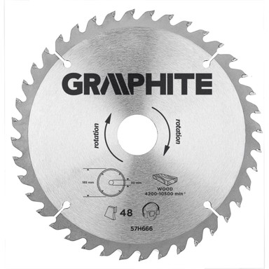 GRAPHITE Widia list kružne pile, 190 x 30 mm, 40 zuba