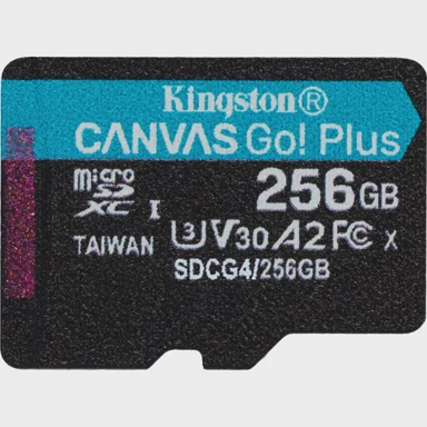 KINGSTON Memorijska kartica microSDXC Canvas Go Plus, 256GB, crna, UHS-I, U3, Class 10, V30, A2