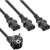 INLINE Strujni kabel B-16653B, utikač tipa F na 3x C13, 1,8 m, crni