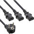 INLINE Strujni kabel B-16653B, utikač tipa F na 3x C13, 1,8 m, crni