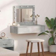 Okačeni toaletni stol s LED svjetlima, betonska siva