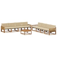 Set vanjskih sofa s jastukom, 9 kom, prirodna i bež