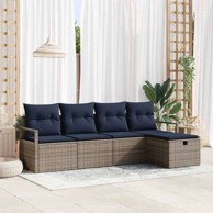 Set sofa s jastukom 5 kom, poliratan, siva i mornarsko plava