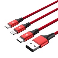UNITEK USB kabel C4049RD, 1,2 m, USB-A na USB-C/Micro-USB/Lightning, crveni