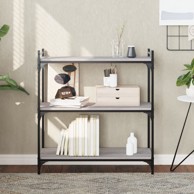 Regal za knjige s 3 razine siva boja hrasta 80x30x86 cm drveni