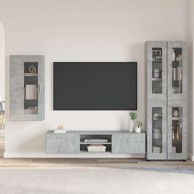 Set TV komoda s ladicama zidna konstruirano drvo, betonski siva