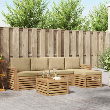 Set vanjskih sofa, 6-dijelni, 59 x 59 x 37 cm od poliestera, bijeli i bež