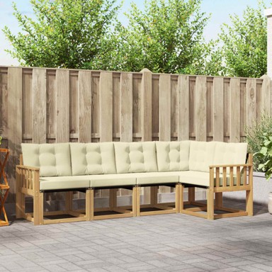 Set vanjskih sofa s jastukom, 5 pcs, bijela i krem