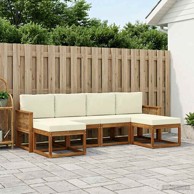 Set vanjskih sofa s jastukom, 6 kom, prirodna i krem, poliester