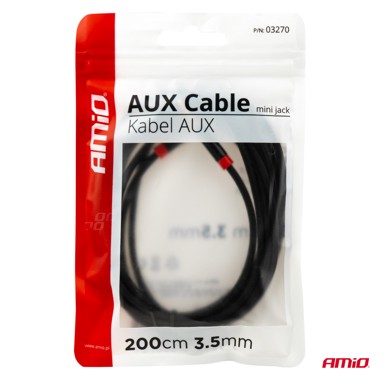 AMIO AUX kabel, mini jack 3,5 mm na mini jack 3,5 mm, 200 cm