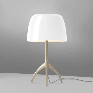 FOSCARINI Stolna svjetiljka Lumiere Piccola E14, champagne-bijela