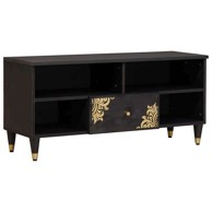 Tv ormar s ladicama, 100 x 33 x 46 cm, čvrsto drvo manga, crna