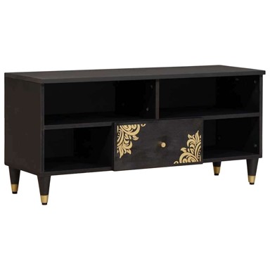 Tv ormar s ladicama, 100 x 33 x 46 cm, čvrsto drvo manga, crna