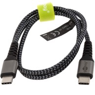 USB-C na USB-C tekstilni kabel s metalnim konektorima, 0,5 m, space sivi/srebrni