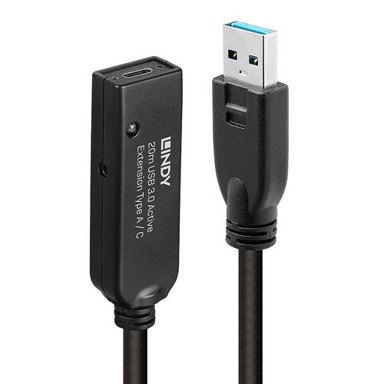 LINDY Kabel USB 3.0 na USB-C (W), 20 m, crni