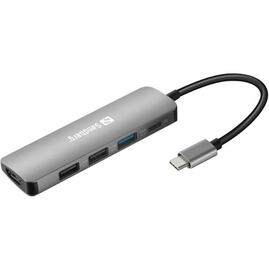 SANDBERG Docking stanica, USB-C, 3xUSB3.0 1xUSB-C 1xHDMI, sivi
