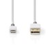 NEDIS USB-A – Lightning kabel, USB 2.0, 1 m, sivo-bijeli