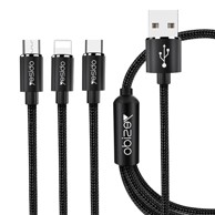 YESIDO Kabel CA-60, 3u1, USB kabel na tip C, 60 W, 3 A, 1.2 m, crni