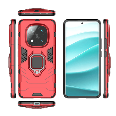 LENUO Maskica Armor za Redmi Note 14 Pro 5G, crvena