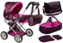 Kolica za lutku Alice Pram, crno/roza