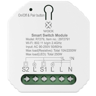 WOOX Pametni prekidač, 2-kanalni, WiFi, ugrađen R7279