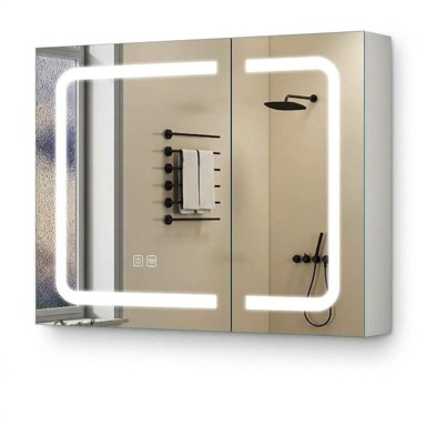 NIKCORP Kupaonski ormarić s LED ogledalom, 80 x 60 cm, Anti-Fog grijanje, IP44, bijeli