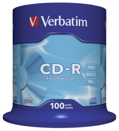 VERBATIM 1x100 Data Life CD-R 80 700MB, 52x Speed, Cake Box