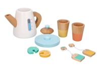 Drveni set za čaj s kuhalom za vodu i šalicama