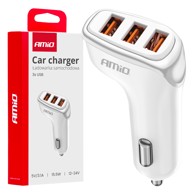 AMIO Auto punjač 3x USB-A 3.1A 12/24V