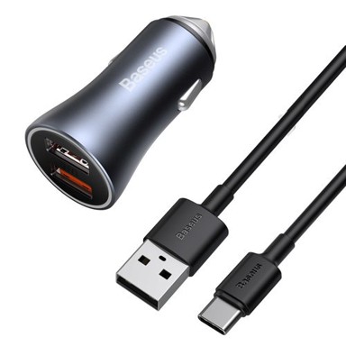 BASEUS Auto punjač PRO GOLDEN CONTACTOR, 2xUSB, 40W, QC/USB-A/USB-C