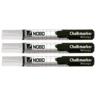 NOBO Marker-kreda za staklo, 4 mm, 3 kom, bijela