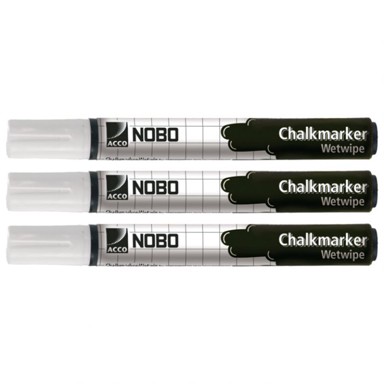 NOBO Marker-kreda za staklo, 4 mm, 3 kom, bijela