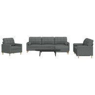Sofa 4-dijelni set s jastučićima i tabureom, tamno siva