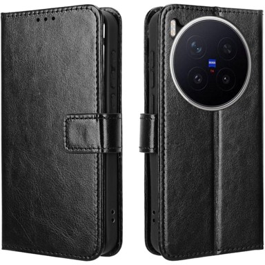 Novčanik Crazy Horse s preklopom za Vivo X300 Pro, crna