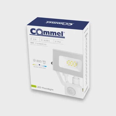 Reflektor, 307-119, LED, sa senzorom, 10W, 4000K, 800 lm, IP44, 120°, bijela