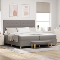 Box spring krevet s madracem i klupom 200x200 cm od tkanine, taupe