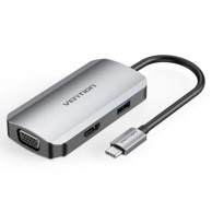 VENTION Docking stanica, USB-C, HDMI, VGA, USB 3.0, PD 100W, crna