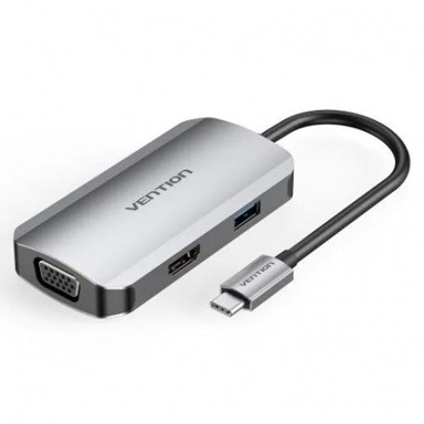 VENTION Docking stanica, USB-C, HDMI, VGA, USB 3.0, PD 100W, crna