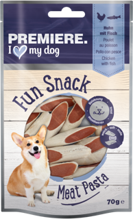 PREMIERE Poslastica za pse Fun Snack Meat Pasta, piletina s ribom, 70 g