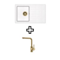 AQUASANITA Set sudoper Notus SQ101W i slavina Zora PVD, Alba/zlato